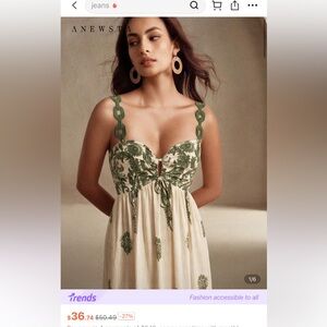 Green and Cream maxi dress never worn perfect for spring